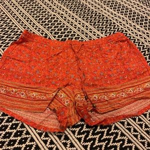 Boho floral orange shorts